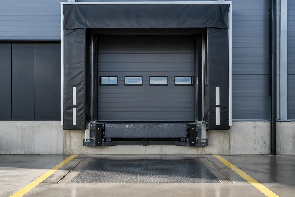Glasgow loading-bay illustration with dock leveller, shelter and vehicle approach markings